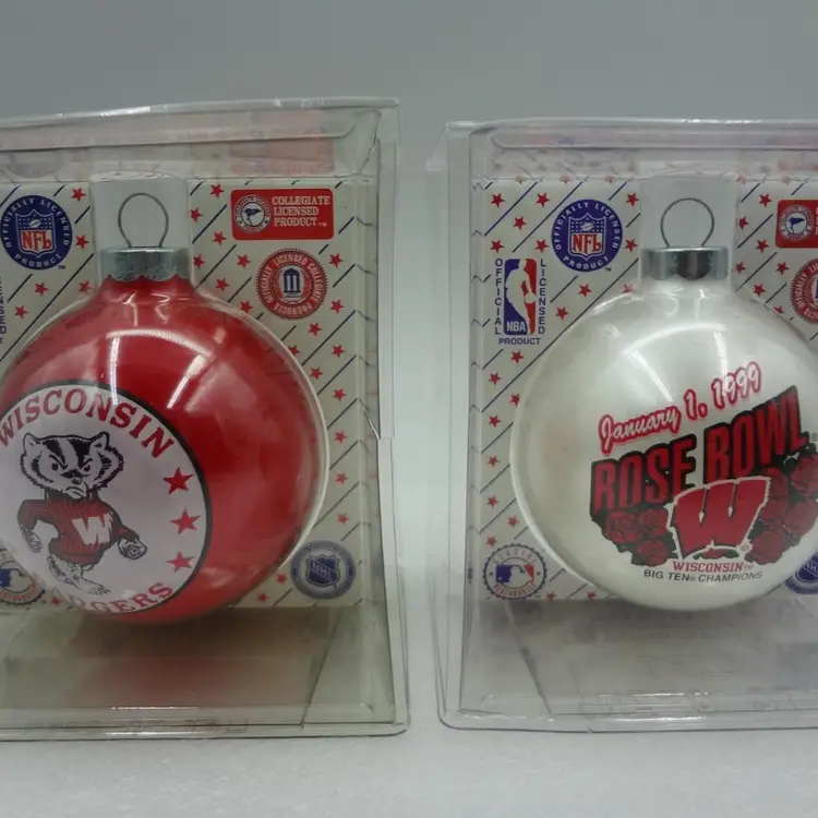 2 Wisconsin Badgers Ornaments - 1999 Rose Bowl Vintage