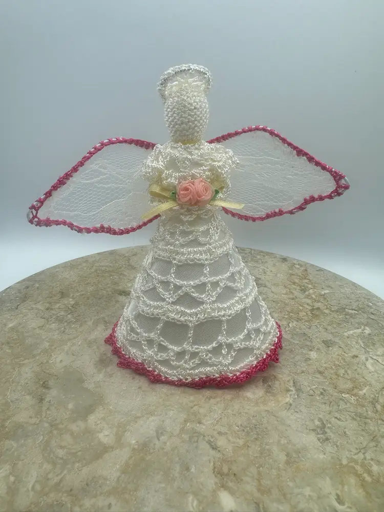 Jaclyn Smith Collection Crocheted Beaded Mini Angle Tree Topper/Ornament