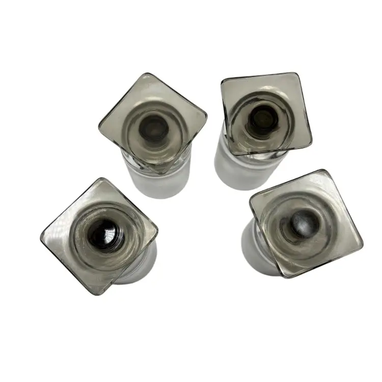 Vintage Georg Jensen MCM Rosenthal Linear Smoke Cordial Crystal Set Of Four Signed