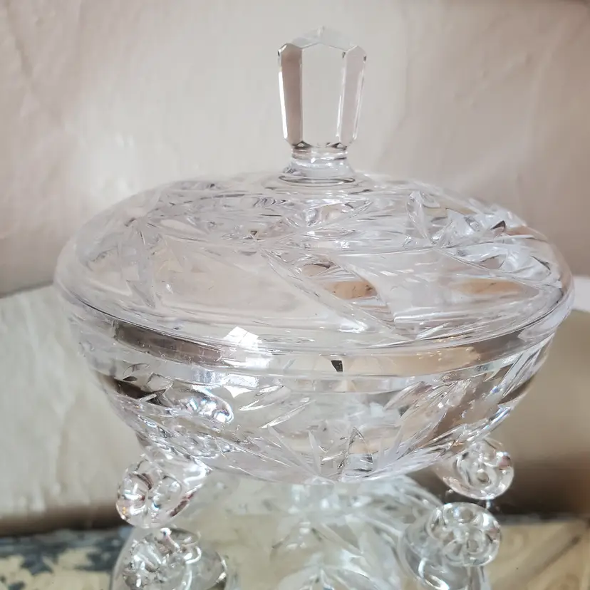 Lidded Footed Crystal Candy Dish