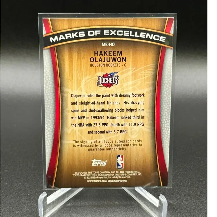 Hakeem Olajuwon 2025 NBA Flagship Auto Houston Rockets