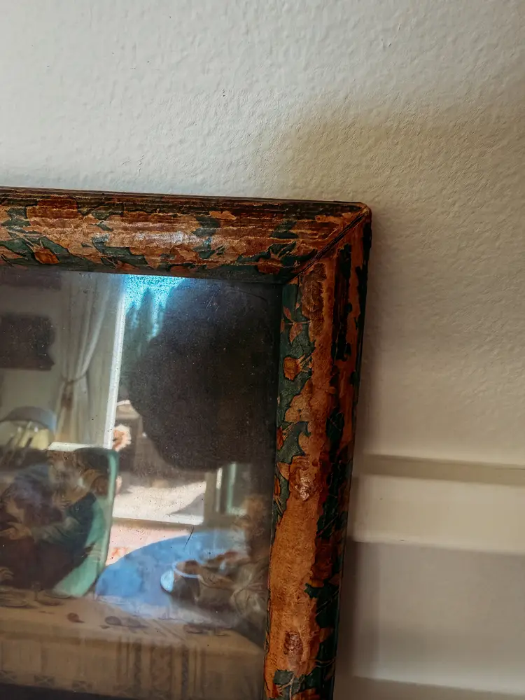 1940s William Zimmerman Floral Frame with The Last Supper