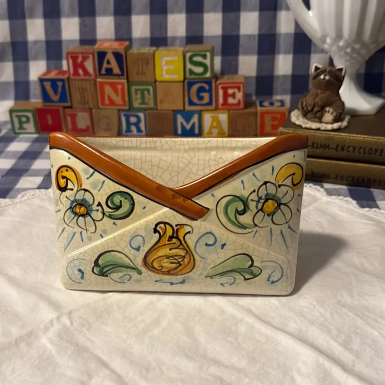 Italian Ceramic Planter / Mail Holder from Caltagirone, Sicily