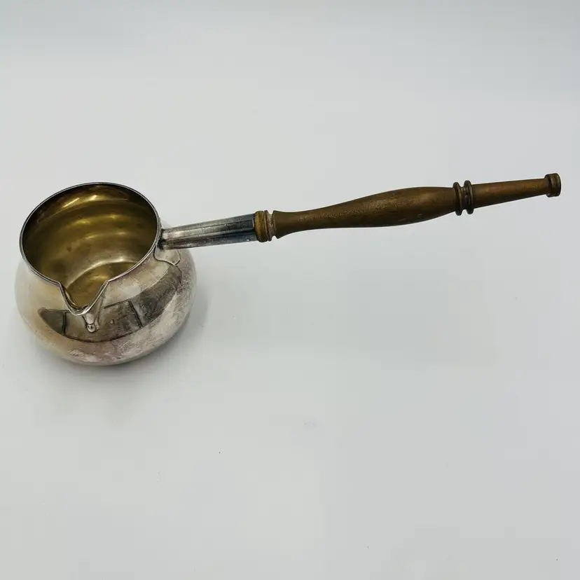 Brandy Warmer Pourer Ellis Menorah Mark England Antique Silver Plate Barker