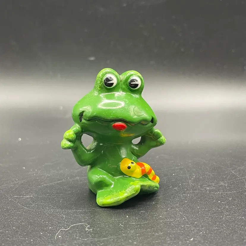 Napcoware Miniature Frog Caterpillar Figurine Vintage Kitsch Kitschy Japan