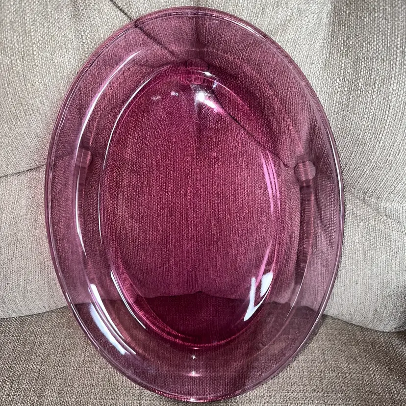 VTG Corning Visions 14 x 10 Oval Serving Platter Cranberry Oven Broiler Safe USA