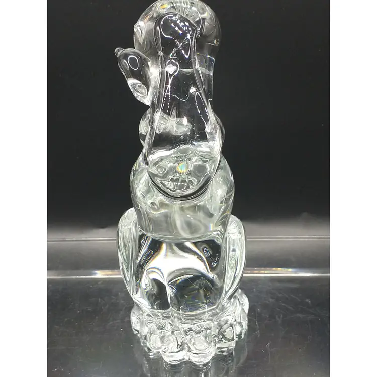 Murano Style Art Glass Dog Paperweight Clear Heavy