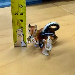 Vintage Inarco Japan bone china chipmunk family. Mom is 1.25” tall & baby 1” tall