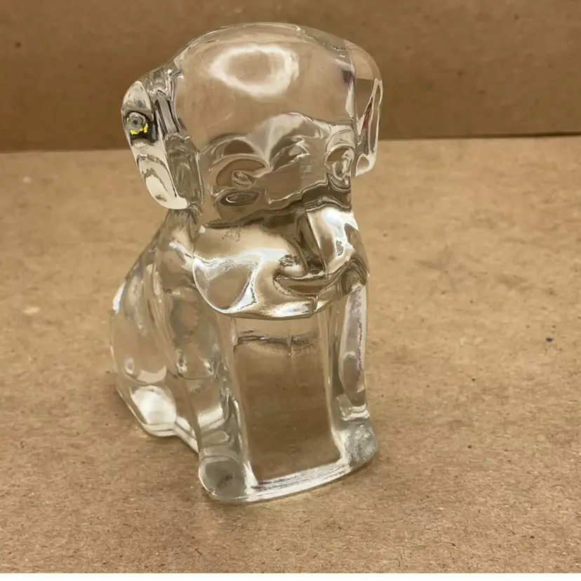 POW4 VTG Clear Glass "Mopey" Dog, Possibly Federal Glass Co? 3”