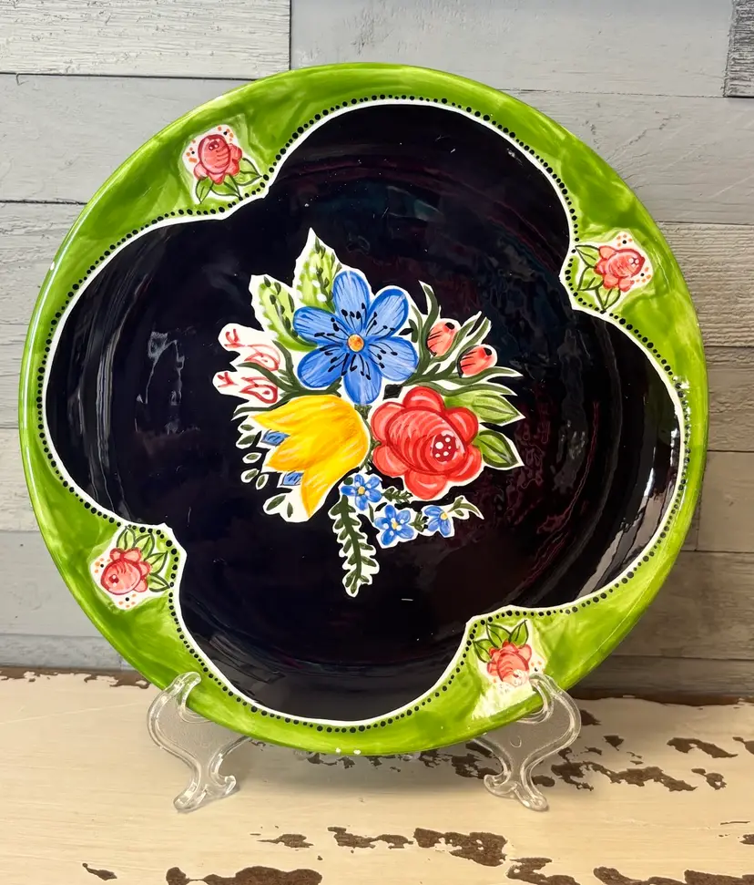 2001 Hand Painted Collectible Side Plate With Flowers By S. Pinfog CBK Ltd.