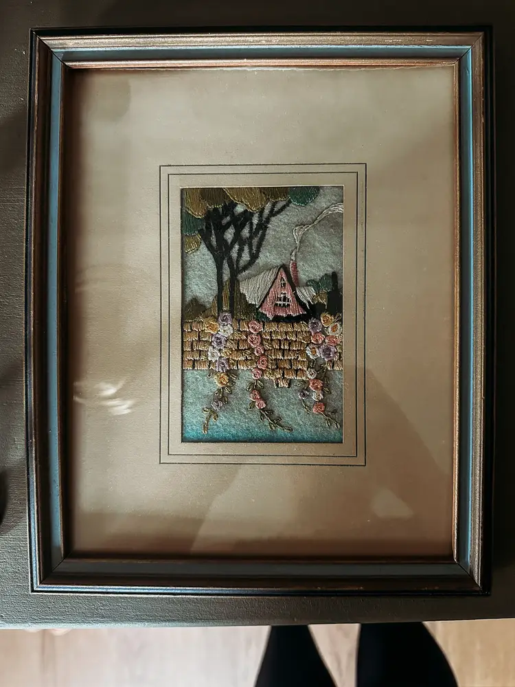 Very Old Crewel Embroidery Art