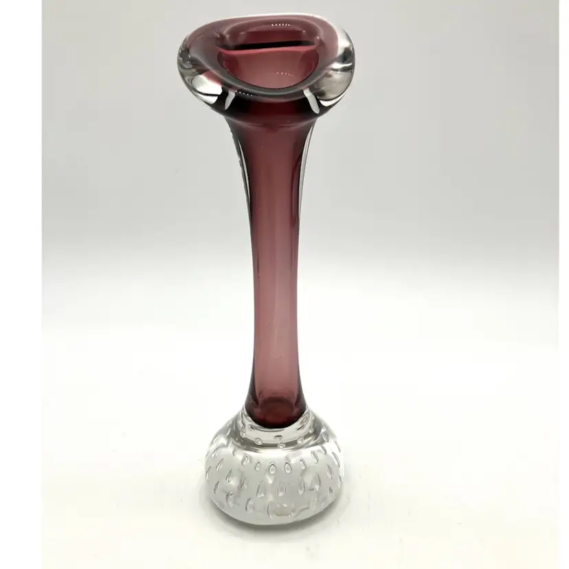 22 - Vintage Aseda Glasbruk Sweden Purple βBoneβ Vase 7β