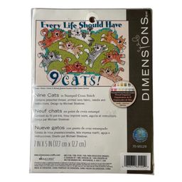 NEW Dimensions Every Life Should Have 9 Cats Stamped Cross Stitch Kit 70-65129