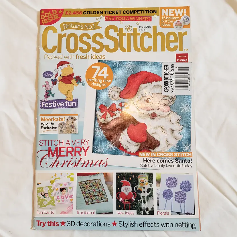 Used CrossStitcher magazine Issue 218 Christmas 2009 74 designs