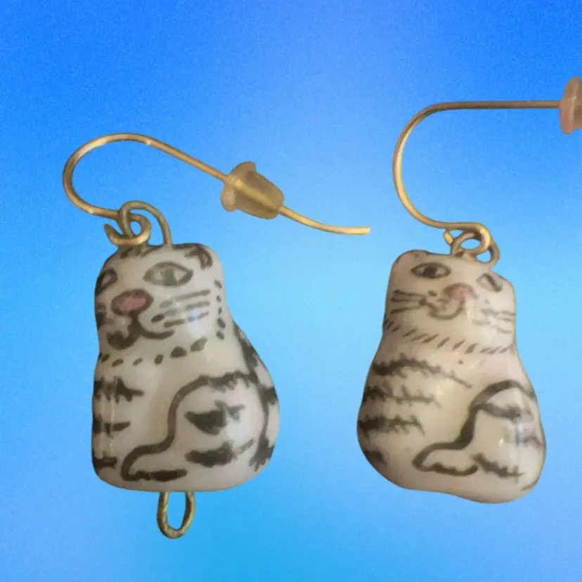 Cat Cuteness, Dangle Pierced Earrings