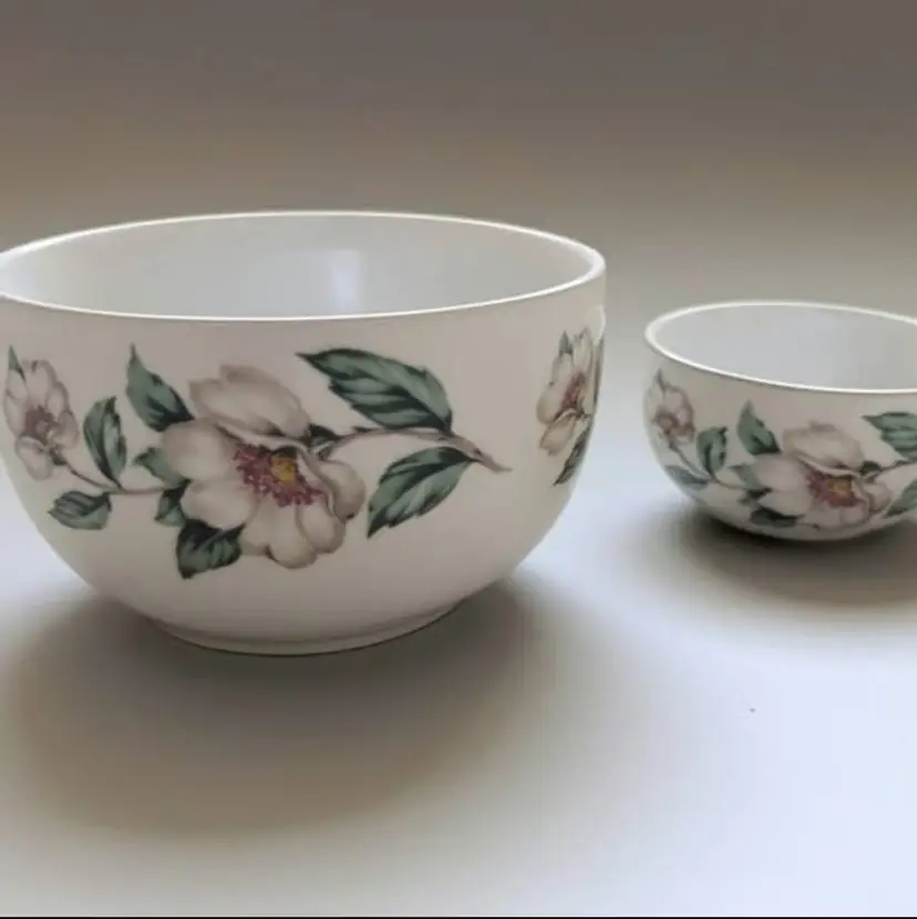 Crown Staffordshire Wild Rose Christmas Rose Open Sugar Bowls Bone China 2Pc