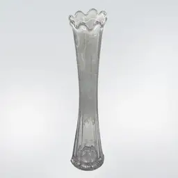 Clear Glass Swung Base With Etched Floral Design