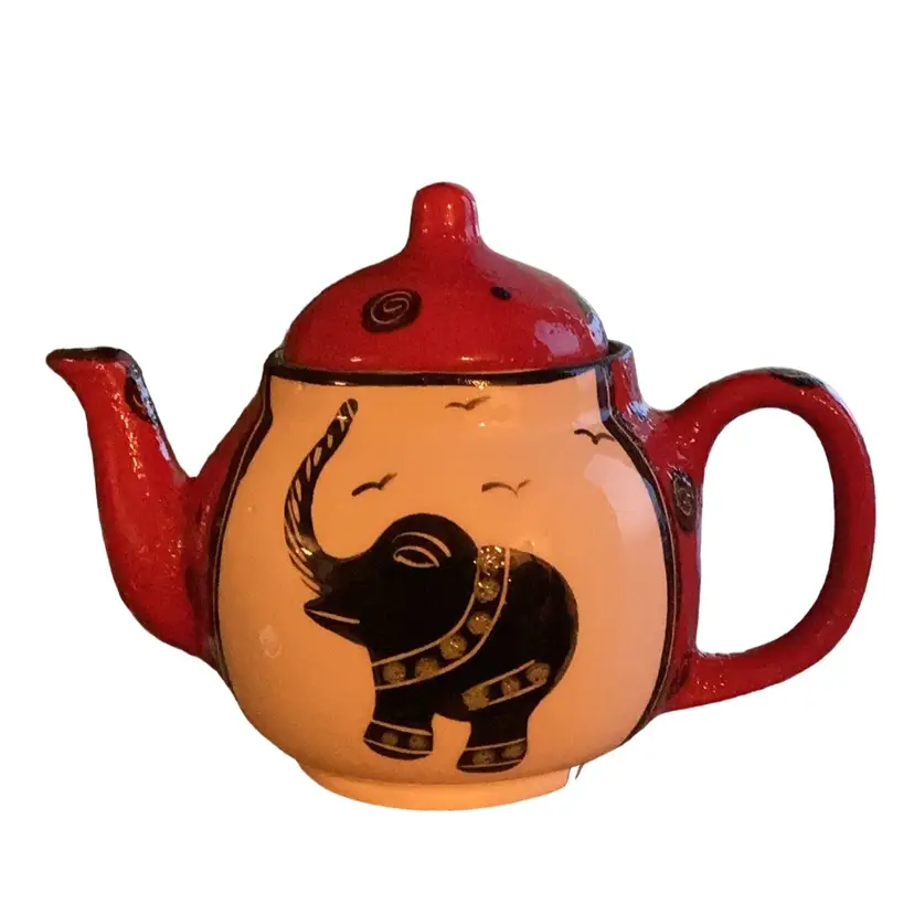 Naledi Langa Elephant Pottery Teapot Black Red And White 2018 South Africa