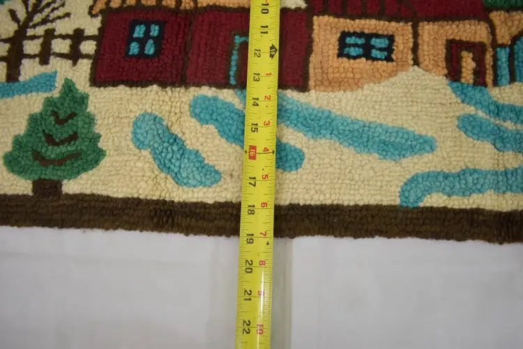 Vintage Handmade Tapestry/Rug Village in Winter