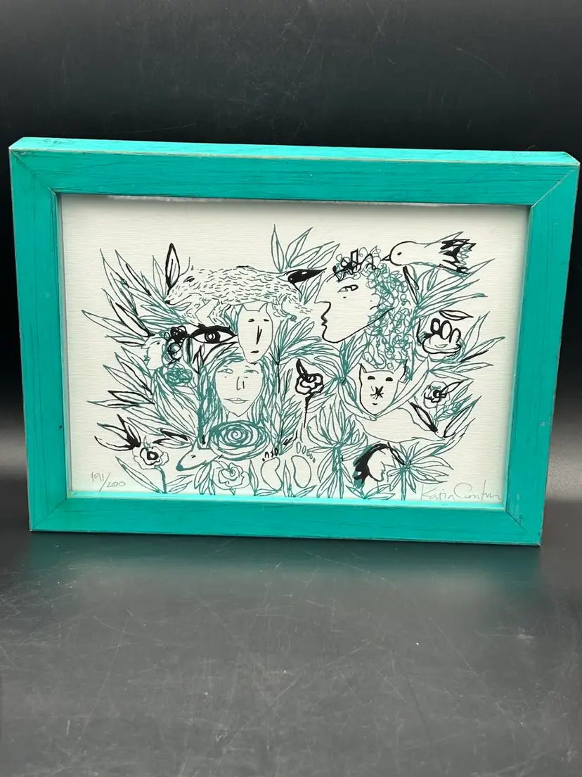 Framed Ltd Ed Numbered Artist Signed Lithograph People, Florals & Animals