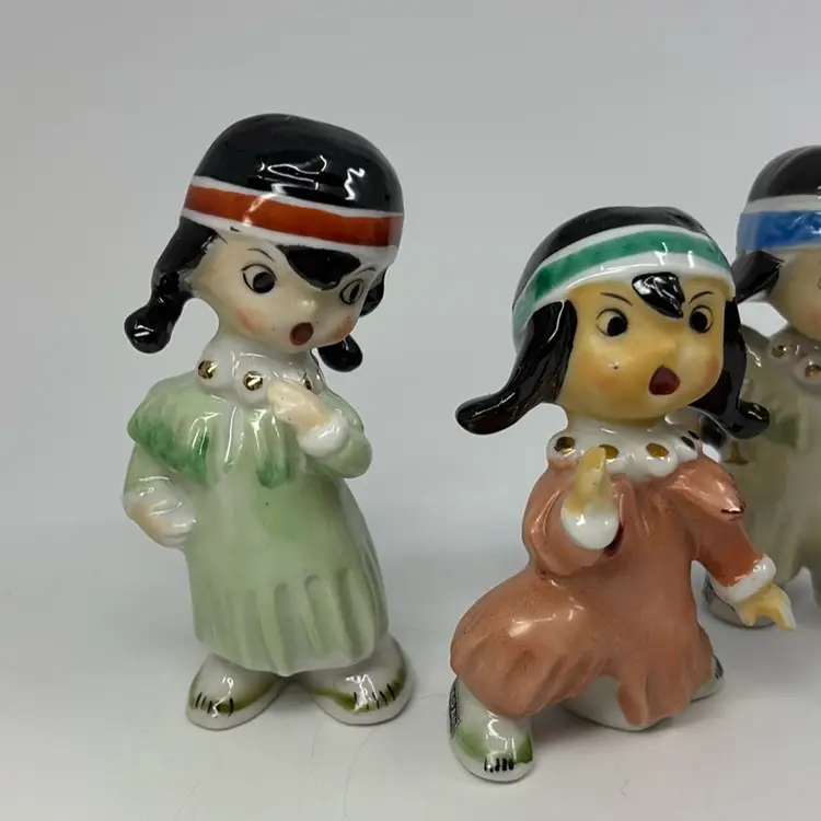 Vintage Native American Dancing Girls Japan 3.5-4”
