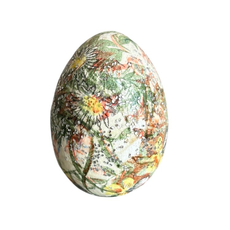 Hand Crafted Decoupage Egg Figurine
