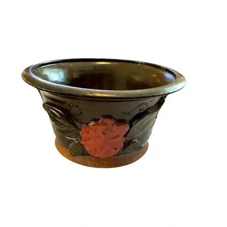 Pottery Planter with Floral/design. Seems to be Homemade. Primitive.(B)
