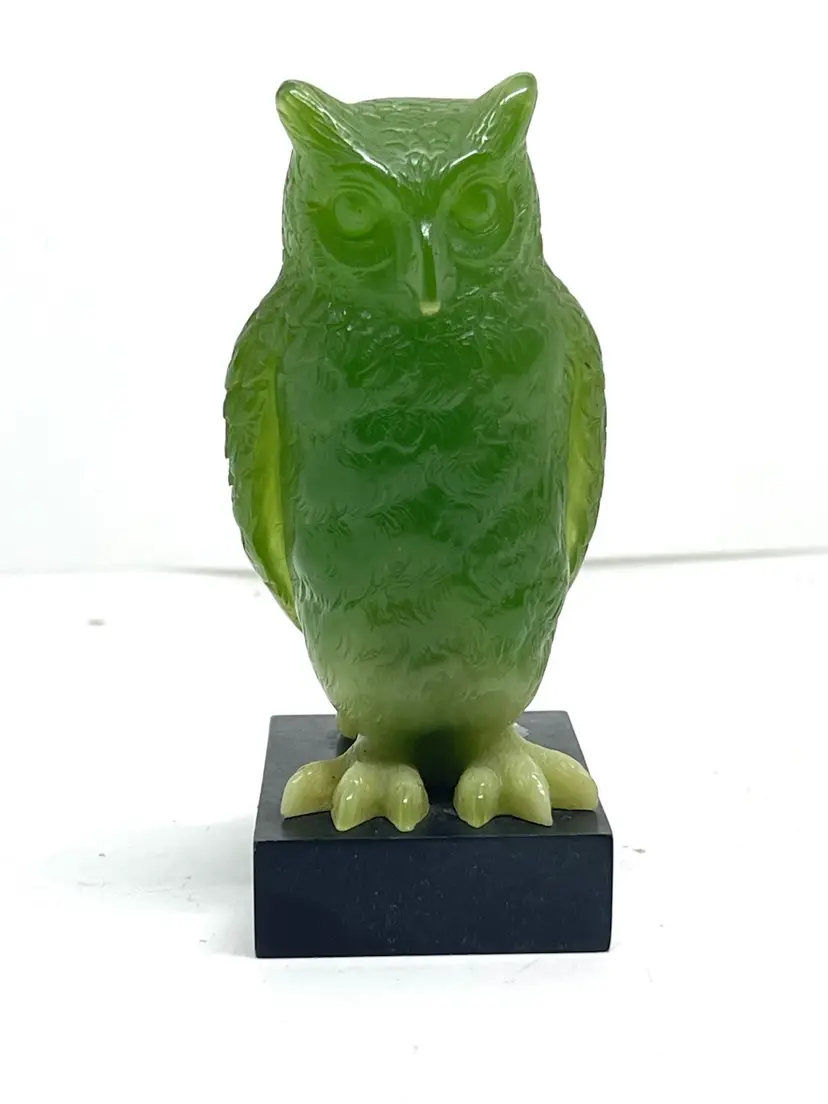 Carved Green Lucite Owl Italy