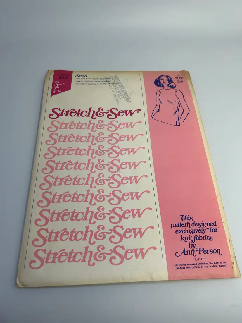 Vintage Stretch & Sew Sewing Pattern 350 Sizes 28-42 Ladies Shell Blouse 1973