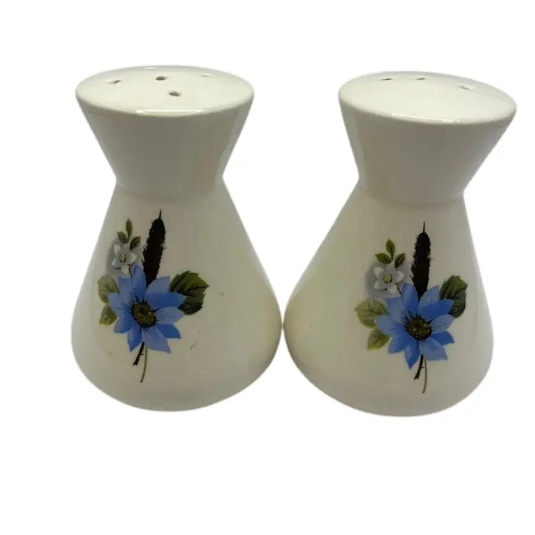 Blue Cornflower Ceramic Salt & Pepper Shakers *read