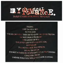 My Chemical romance three cheers album promo track list emo shirt M