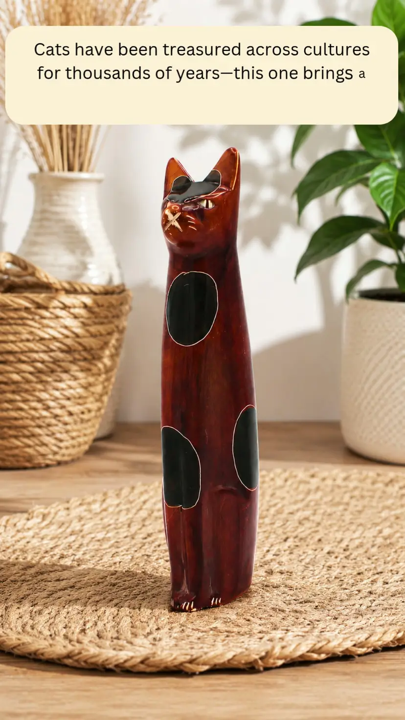Vintage African Stone Cat Figurine Hand Carved Kenya Soapstone Animal Sculpture