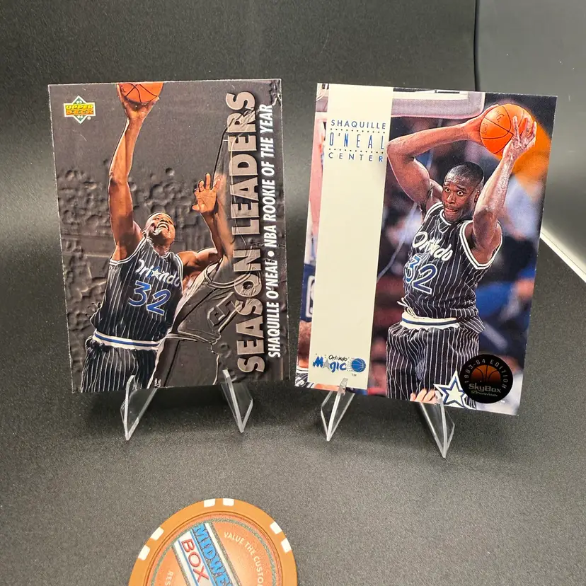 Shaquille Oneal 2-card Lot 1993 Upper Deck & Skybox Orlando Magic