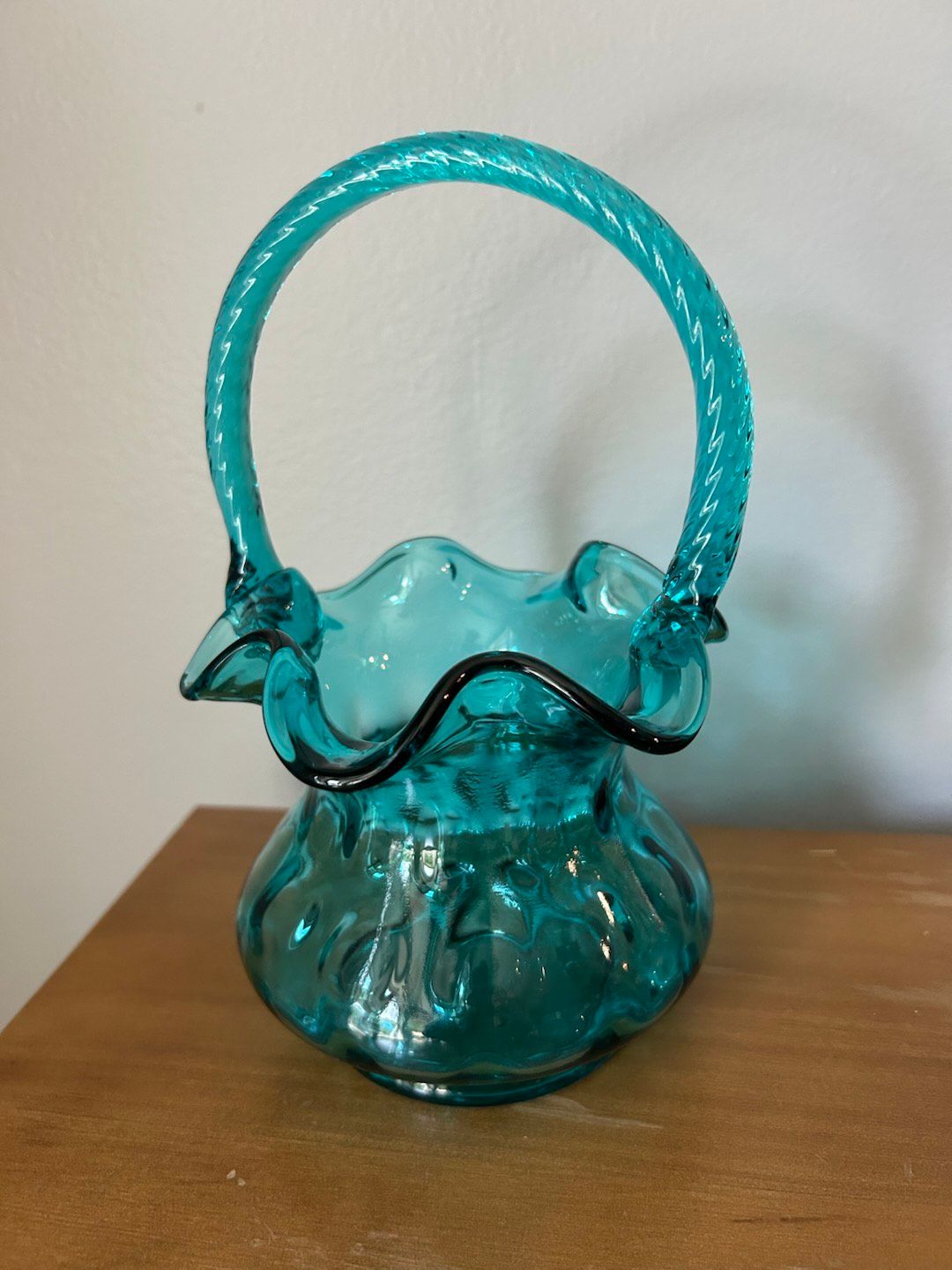 Niknax · Vintage Rare Fenton Teal Blue Coin Dot Basket