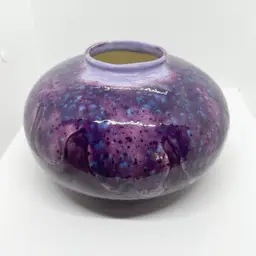 Handmade Purple Glazed Pottery Vase Bowl Ceramic Drip Splatter Abstract Modern