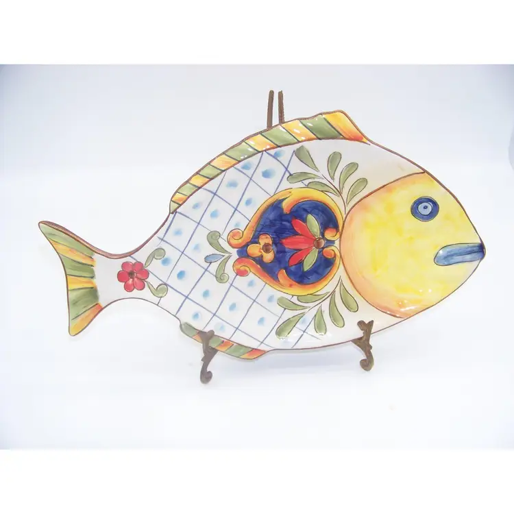 Maxcera Tuscan Style Hand Painted Fish Platter