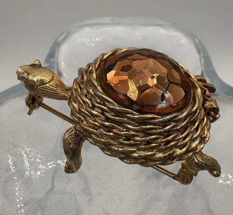 Vintage Sarah Coventry Turtle Pin Brooch 1969 Perfume Locket