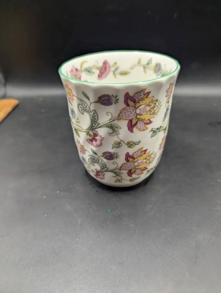 Hadden Hall Minton Swirled Coffee Mug Floral Design Green Trim