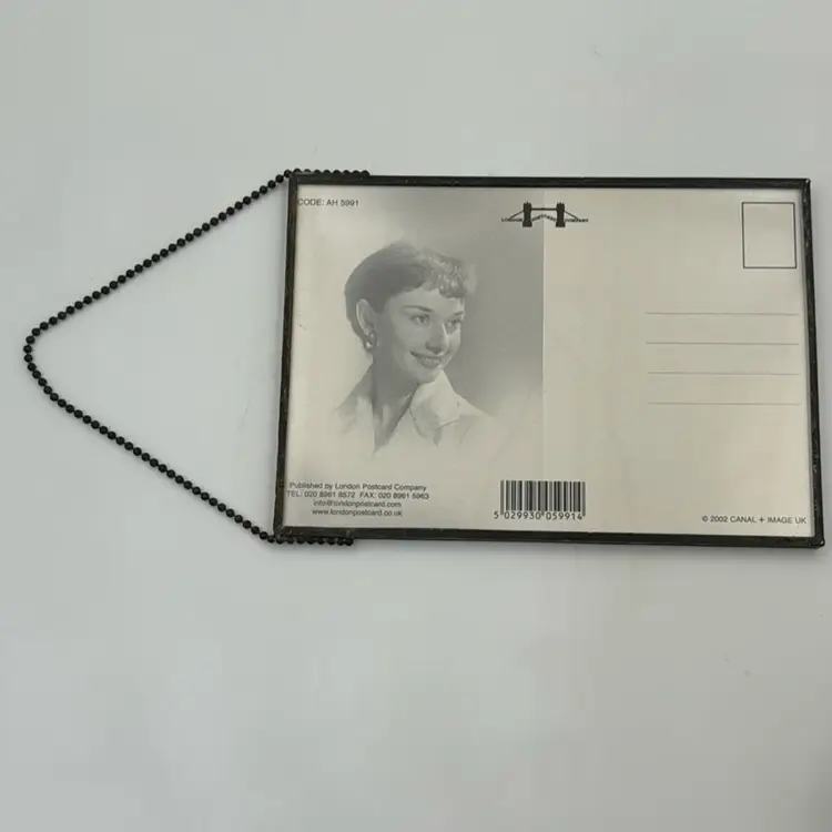 #01 Audrey Hepburn Vintage Office Blouse As Secretary Metal Photo Framed Postcard