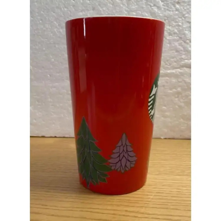 Starbucks Christmas Tree Coffee Mug Red w White Inside Tall Limited Edition 2020