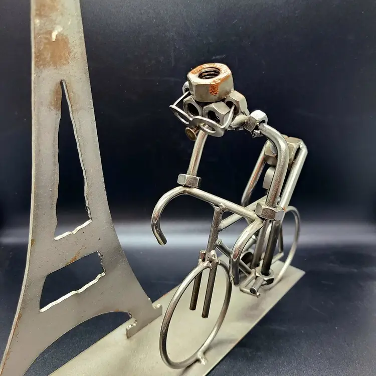 Hinz & Kunst Style Nuts Bolts Bike Rider Art Sculpture Paris Eiffel Tower