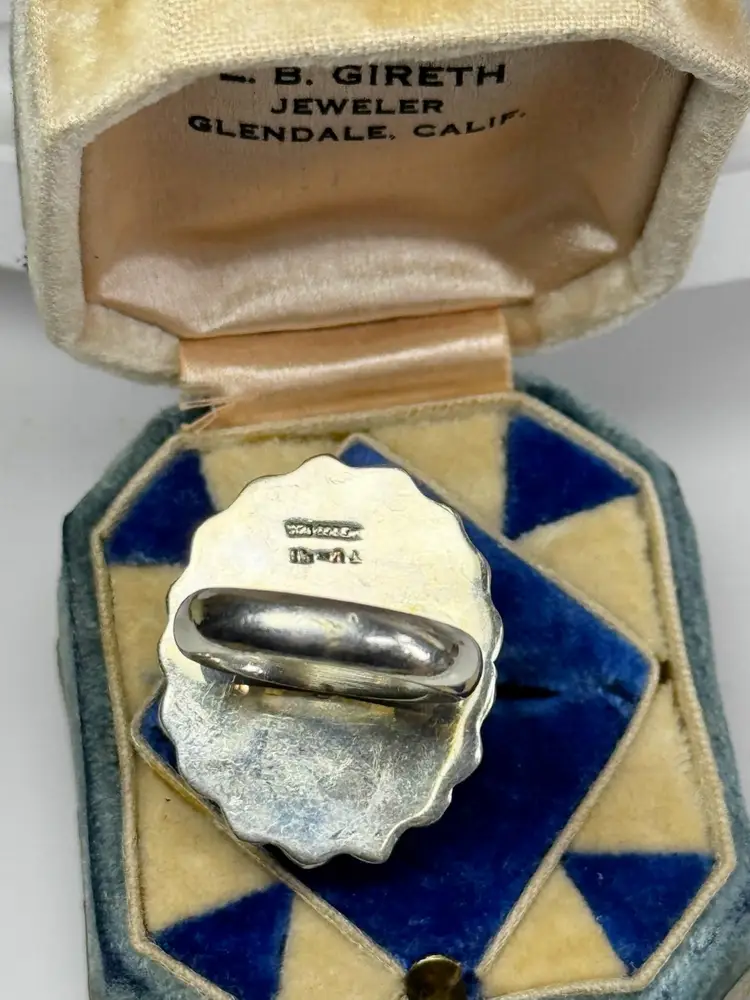 Sterling Silver Taxco Gaspeite Ring Size 7.5