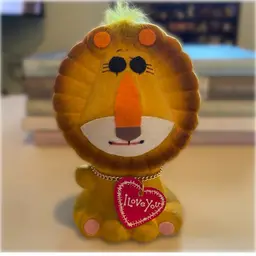 RARE 1960s Happy Friends Flocked Retro Lion Coin Bank Made In Japan