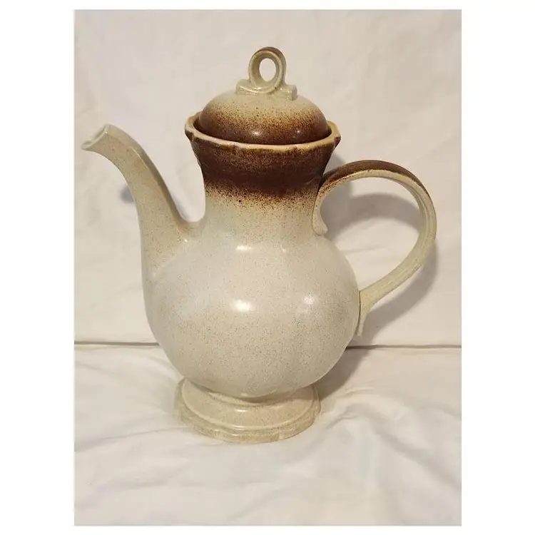 Vintage Stoneware Coffee Pot with Lid