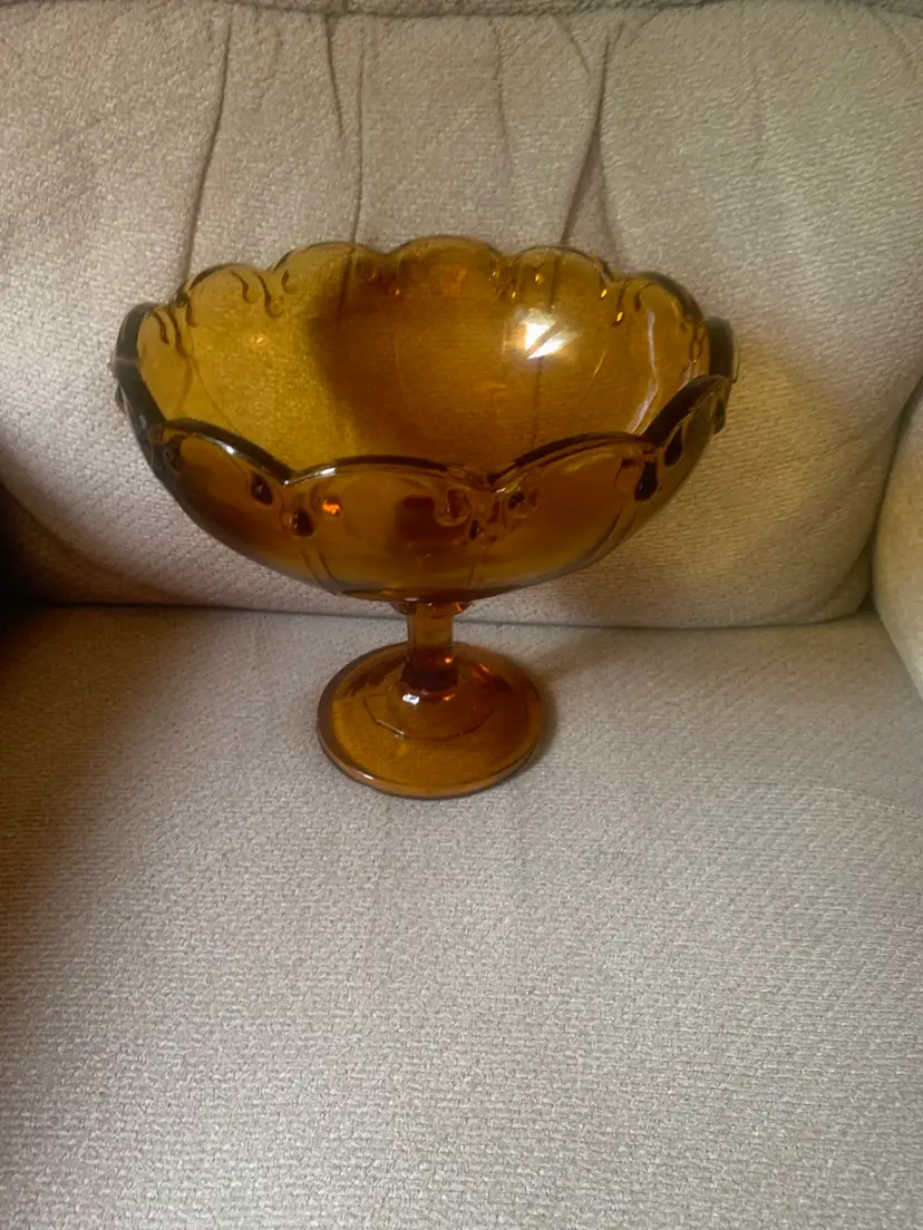 Art Glass Amber Compote