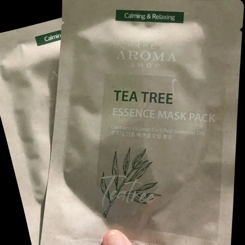 4.  Set Of Two From The Aroma Shop ~ Tea Tree Essence Sheet Mask Packs. Calming & Relaxing!!!!
