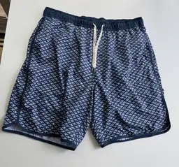Fair Harbor The Anchor Mist Seaview men's lined blue swim trunks shorts Large