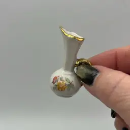 Hand Painted Japan Miniature Vase Porcelain Flowers w/ Gold