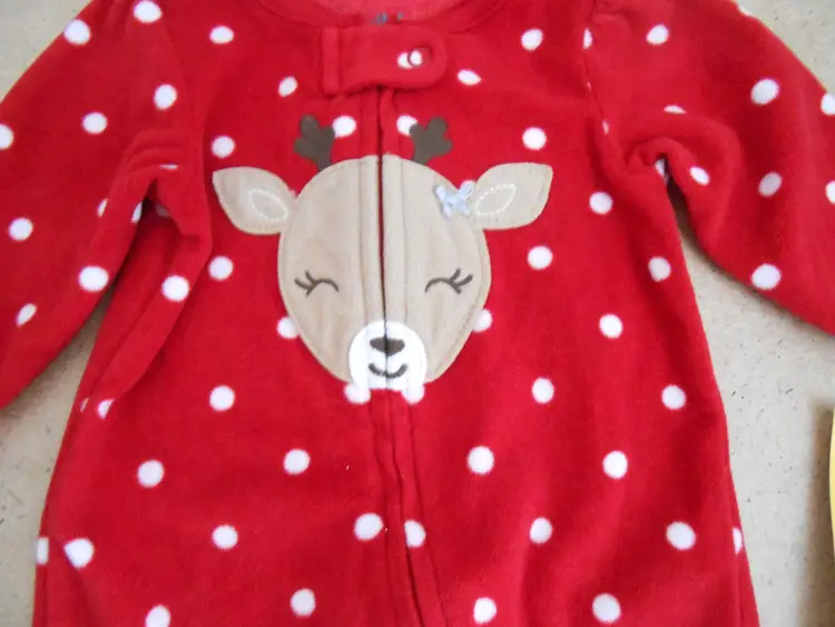 Child Of Mine By Carter's Reindeer One Piece Footed Pajamas 3 Months