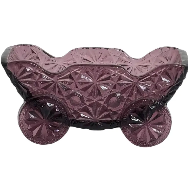 Daisy & Button Amethyst Glass Open Salt Cart with Four Wheels